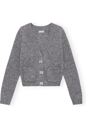 Ganni Dames, Truien, Grijs, Maat: XS Wol