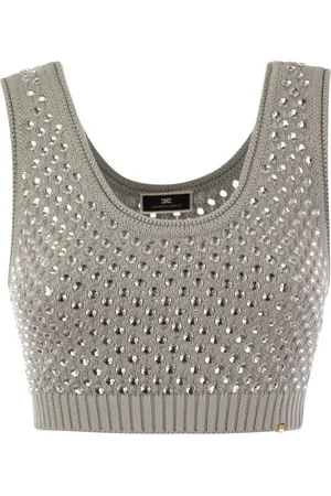 Elisabetta Franchi Dames, Tops, Grijs, Maat: XL Katoen
