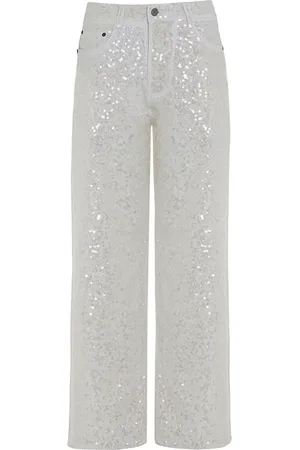 P.A.R.O.S.H. Dames, Jeans, Wit, Maat: M Katoen