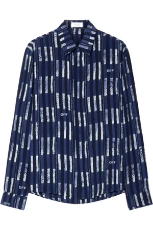 OFF-WHITE Heren, Overhemden, Blauw, Maat: S Zijde