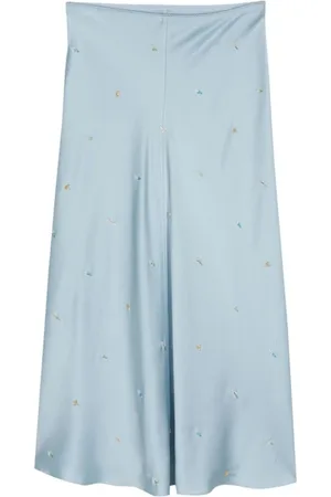 Anna October Dames, Rokken, Blauw, Maat: XS Satijn