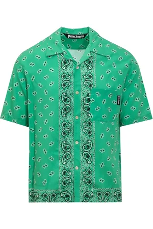 Palm Angels Heren, Overhemden, Groen, Maat: L Viscose