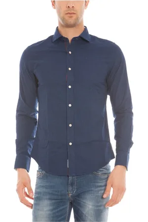 Emporio Armani Heren, Overhemden, Blauw, Maat: M Katoen