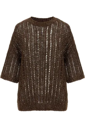 Brunello Cucinelli Dames, Truien, Bruin, Maat: M Wol