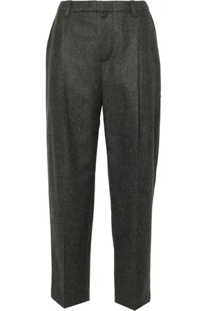 Brunello Cucinelli Dames, Broeken, Grijs, Maat: 2XS Wol