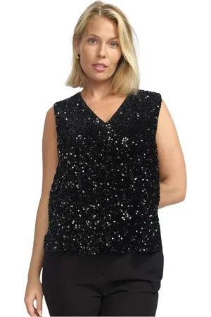 2-Biz Dames, Tops, Zwart, Maat: 2XL Poliester