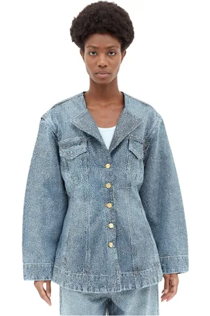 Ganni Dames, Jassen, Blauw, Maat: L Denim