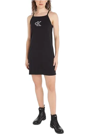 Calvin Klein Dames, Jurken, Zwart, Maat: S Katoen