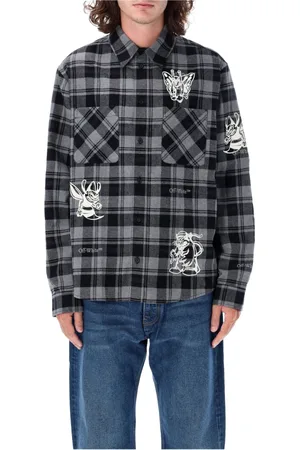 OFF-WHITE Heren, Overhemden, Zwart, Maat: M Flanel