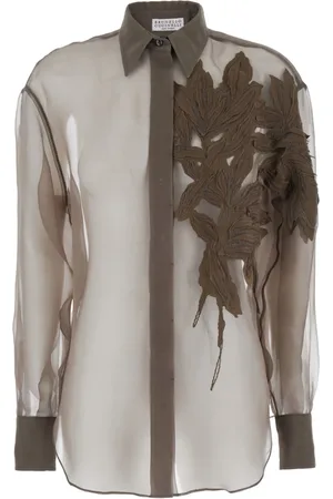 Brunello Cucinelli Dames, Blouses & Shirts, Bruin, Maat: 2XL Zijde