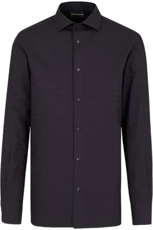 Emporio Armani Heren, Overhemden, Blauw, Maat: L Katoen