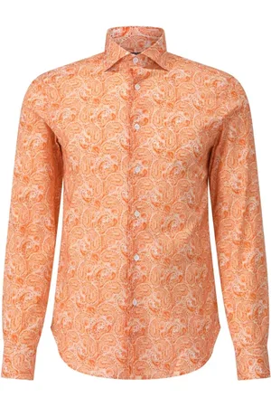 FEDELI Heren, Overhemden, Oranje, Maat: 2XL Katoen