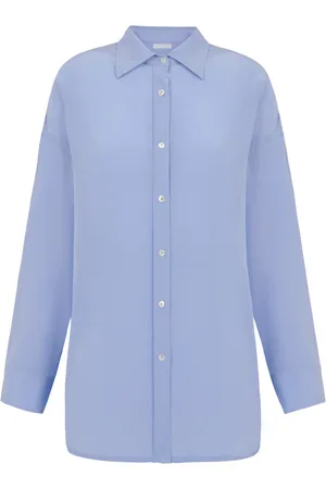 P.A.R.O.S.H. Dames, Blouses & Shirts, Blauw, Maat: S Katoen