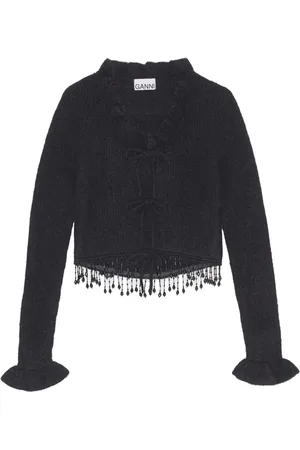 Ganni Dames, Truien, Zwart, Maat: M Wol