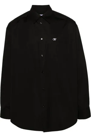 OFF-WHITE Heren, Overhemden, Zwart, Maat: XS Katoen