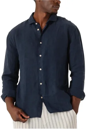 The Goodpeople Heren, Overhemden, Blauw, Maat: L Linnen