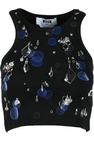 Msgm Dames, Tops, Zwart, Maat: M Katoen