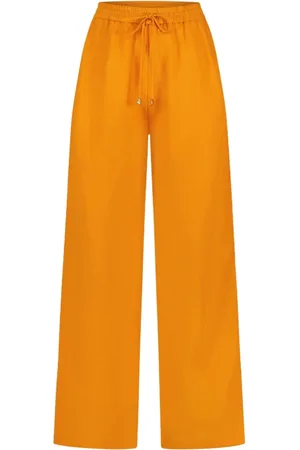 Fabienne Chapot Dames, Broeken, Oranje, Maat: 2XL Linnen