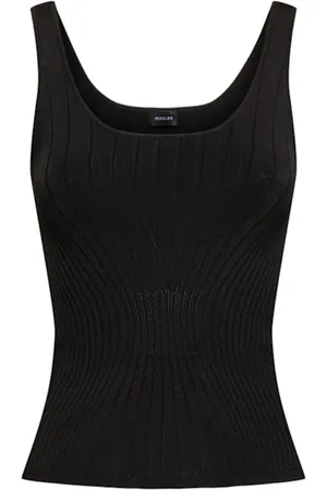 MUGLER Dames, Tops, Zwart, Maat: S Nylon