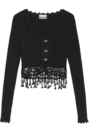Ganni Dames, Truien, Zwart, Maat: L