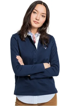 GANT Dames, Sweatshirts & Hoodies, Blauw, Maat: 2XL Katoen