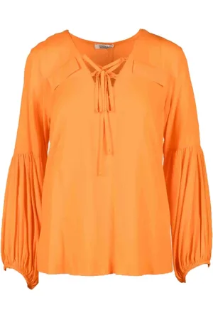 Think! Dames, Blouses & Shirts, Oranje, Maat: XS Viscose