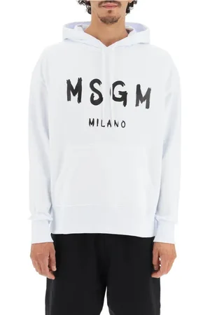 Msgm Heren, Sweatshirts & Hoodies, Wit, Maat: M Katoen