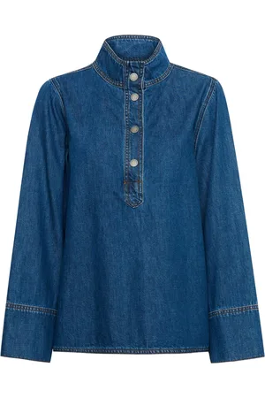 My Essential Wardrobe Dames, Blouses & Shirts, Blauw, Maat: XS Katoen