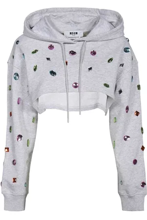 Msgm Dames, Sweatshirts & Hoodies, Grijs, Maat: 2XS Katoen