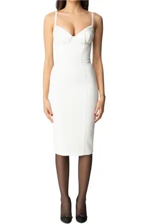 Elisabetta Franchi Dames, Jurken, Wit, Maat: S Poliester