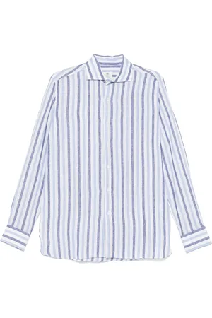 LUIGI BORRELLI NAPOLI Heren, Overhemden, Blauw, Maat: XL Linnen