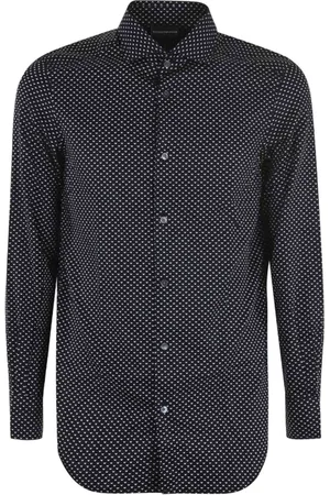 Emporio Armani Heren, Overhemden, Blauw, Maat: M Katoen