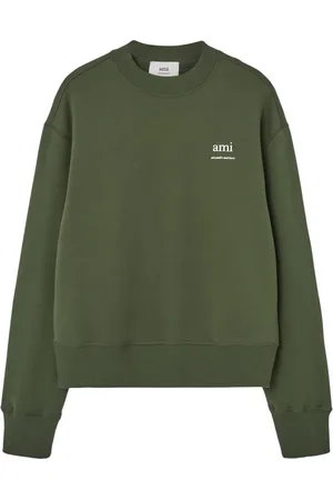 Ami Heren, Sweatshirts & Hoodies, Groen, Maat: L Katoen