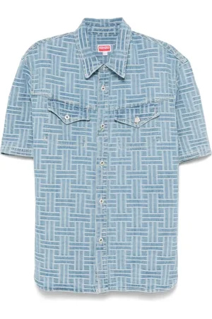 Kenzo Heren, Overhemden, Blauw, Maat: S Denim