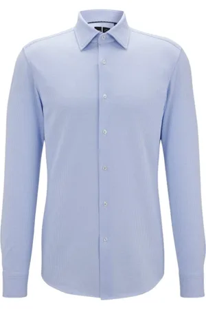 HUGO BOSS Heren, Overhemden, Blauw, Maat: L Katoen