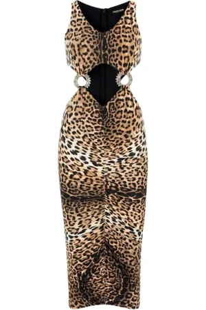 Roberto Cavalli Dames, Jurken, Bruin, Maat: L