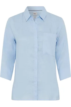 Brax Dames, Blouses & Shirts, Blauw, Maat: 2XL