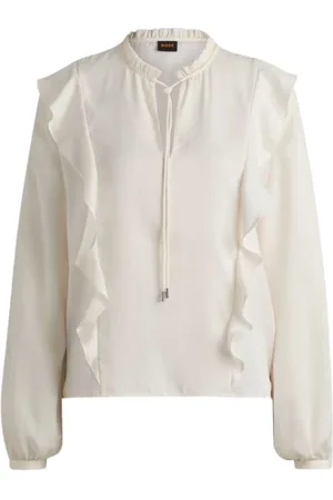 HUGO BOSS Dames, Blouses & Shirts, Wit, Maat: M Katoen
