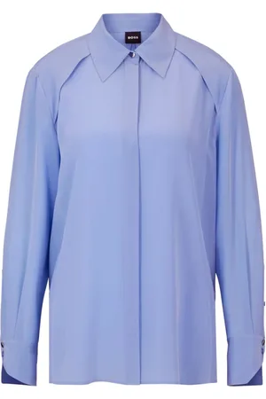 HUGO BOSS Dames, Blouses & Shirts, Paars, Maat: XL Zijde