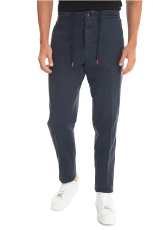 Kiton Heren, Broeken, Blauw, Maat: W34 Katoen