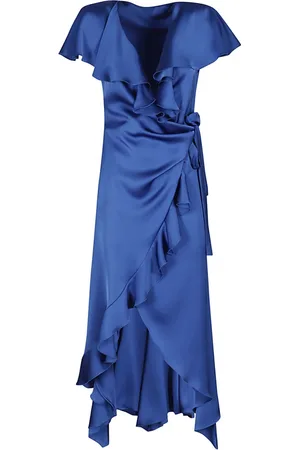 Serafini Dames, Jurken, Blauw, Maat: M Satijn