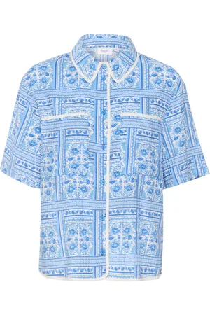 Saint Tropez Dames, Blouses & Shirts, Blauw, Maat: 2XL Viscose