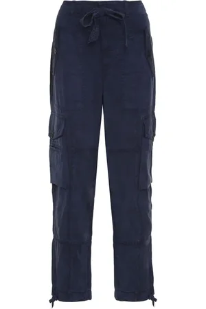 Ralph Lauren Dames, Broeken, Blauw, Maat: S Linnen