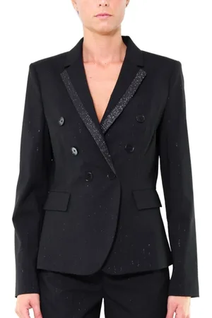 Pinko Dames, Jassen, Zwart, Maat: M Wol
