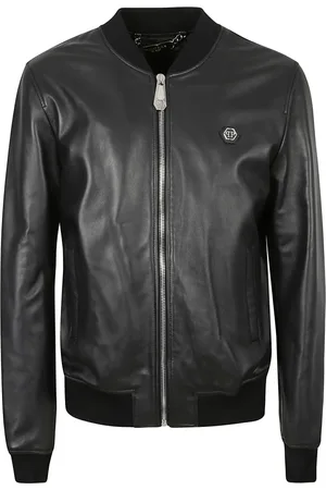 Philipp Plein Heren, Jassen, Zwart, Maat: S Leer