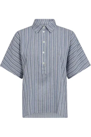 Mos Mosh Dames, Blouses & Shirts, Blauw, Maat: S Katoen