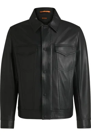 HUGO BOSS Heren, Jassen, Zwart, Maat: L Leer