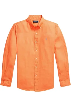 Ralph Lauren Heren, Overhemden, Oranje, Maat: S Linnen