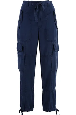 Ralph Lauren Dames, Broeken, Blauw, Maat: S Linnen