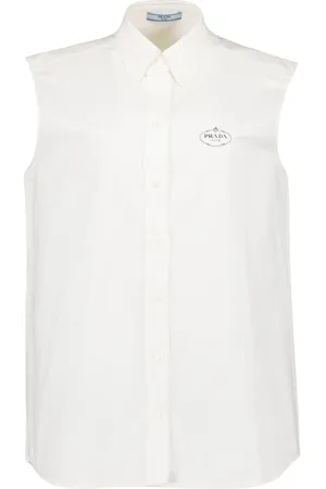 Prada Dames, Blouses & Shirts, Wit, Maat: 2XS Katoen
